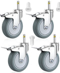 Set Of Four Heavy Duty Workhorse TPR Rubber Caster Wheels With Sturdy Steel Base And Lock It Down Tight Brakes Slick Rolling 4 Inch Casters