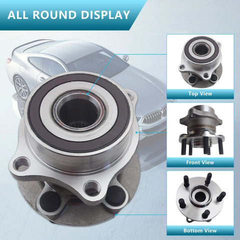 Five-Lug Wheel Hub Bearing Assembly With ABS For Toyota 86 GR86 Scion FR-S Subaru BRZ Crosstrek, three-view display