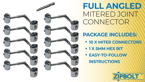 Maxi Miter Connector Bulk Pack For Stair Handrails Adjustable 90 To 180 Degree Railbolt Kit with hex bit in package