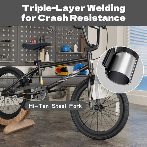 Freestyle BMX Bike 18 Inch And 20 Inch For Kids Boys And Girls Trick Bicycle For Ages 6 To 12 Hi Ten Steel Frame in workshop
