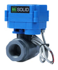 Three Quarter Inch UPVC Motorized Ball Valve With Full Port Two Wire Auto Return, front view showing valve and wiring