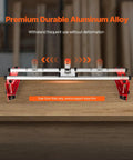 Router Sled For Woodworking Up To 64 Inches With X And Y Axis Adjustable Rails shown on a wooden slab with durable aluminum alloy rails.