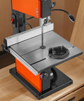 Two Speed Benchtop Band Saw For Woodworking With 10 Inch Cutting Capacity, 6 Inch Max Height, 13.2 By 13.4 Inch Cast Iron Table