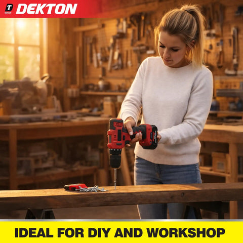 Person using a drill with 55 Piece 4.0 X 50mm Twin Thread Pozi Countersunk Wood Screws Bright Zinc Plated for DIY woodworking.