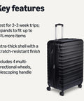 Amazon Basics 30-inch hardside luggage suitcase in black with four wheels and extended telescoping handle