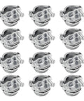 Rock Solid 12 Piece One Half Inch Clamp Cable Connectors No Sweat Zinc Alloy quick install, showcasing shiny silver connectors in pack of 12.