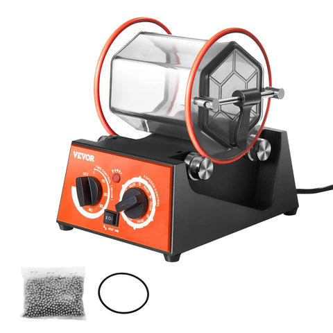 Mini Jewelry Polisher Tumbler With 3 Kg Capacity And 0 To 60 Minute Timer 5 Speed Rotary Finisher with dial controls and accessories
