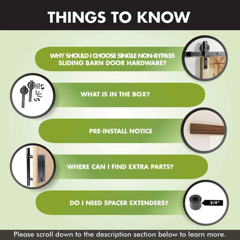 Diagram with questions about Black Rustic Non Bypass Sliding Barn Door Hardware Kit Tough As Nails Built To Last