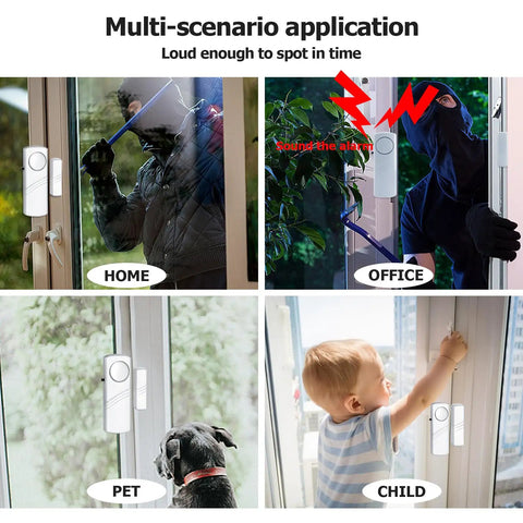 Loud Wireless Door And Window Alarm Pack Easy Install Magnetic Sensor Burglar Alarm System For Home Office Kids Safety