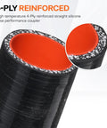 Silicone Reducer Coupler Hose 1.5 To 1.75 Inch ID Straight 4 Ply Reinforced 5mm Thick 3 Inch Leg Length with close-up view.