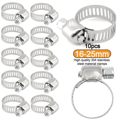 10 stainless steel clamps for Half Inch Fuel Line Hose 10 Foot With Push Lock NBR Rubber SAE 30R7 300 PSI Durable Auto Engine Fuel System