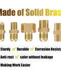 Five solid brass propane hose adapters for 12 Ft High Pressure Braided Propane Hose Extension With Conversion Couplings For BBQ Grill, Fire Pit, And Heater.