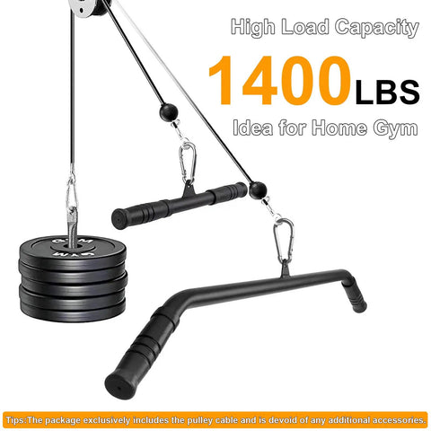 Heavy Duty TPU Coated Gym Replacement Cable 98.4 Ft For Pulley Machines And Home Fitness Gear connected to 1400 lbs weight.