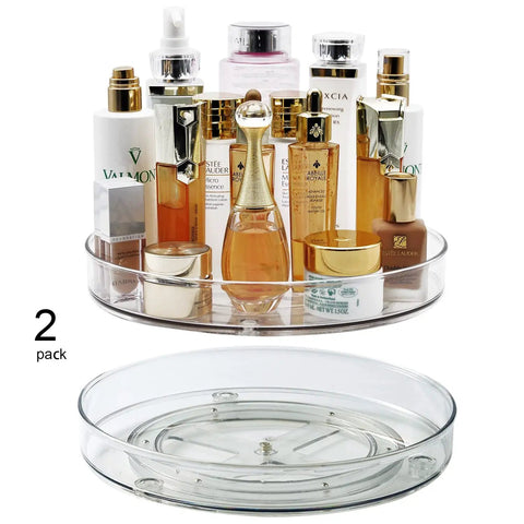 Two Pack 11 Inch Lazy Susan Organizer with Non Slip Turntable for cabinet fridge kitchen pantry under sink vanity and more