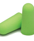 Pura Fit Green Disposable Foam Ear Plugs Tapered for Single Patient Use 6800 NRR 33 200 Count, showing two green plugs