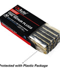 Heavy Duty 30 Piece Tire Repair Plugs For Tubeless Tires in plastic packaging, black rubber strips for quick puncture fixes.