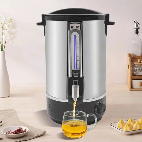 Commercial Electric Hot Water Dispenser 2200W Stainless Steel Boiler, 3.4 Gal Capacity in a kitchen setting