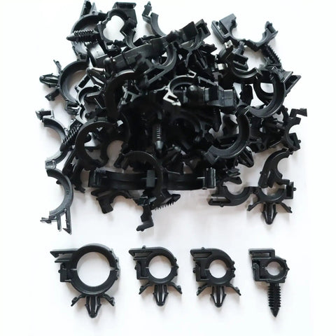 Push Mount Car Wire Clips Kit 40 Pack assorted sizes black nylon clips for universal auto wiring harness routing in cars, UTVs, and trailers