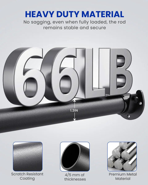 Heavy Duty Stepless Adjustable Closet Rod Designed For Seamless Closet Refresh Custom Steel Support Bar Holds Sixty Six Pounds Legit Rock Solid Slick Tool Free Installation