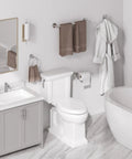 Modern bathroom with Polished Chrome 4 Piece Bathroom Hardware Set Stainless SUS304 Wall Mounted Includes 24 Inch Towel Bar Toilet Paper Holder Towel Ring And Robe Hook Durable Modern Bath Accessories Easy Install.