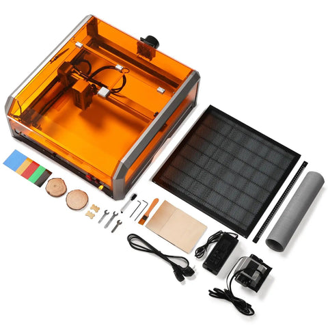 Top view of L8 Laser Engraver And Cutter With 20W Power Built In Acrylic Enclosure With Vent Air Assist Pump Honeycomb Bed Camera