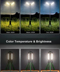 Massive 15000mAh Rechargeable Telescopic Camping Light Lantern with reinforced tripod base showing color temperatures and brightness levels.