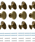Brass Cabinet Knob Set Pack Of 12 With Mounting Screws Easy Install 1.18 Inch Round Drawer Knobs for kitchen cabinets and dressers