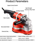 Concrete Grinder Set, Heavy-Duty Electric Angle Grinder for Floor Sanding, showing main and auxiliary handles, and diamond disc.