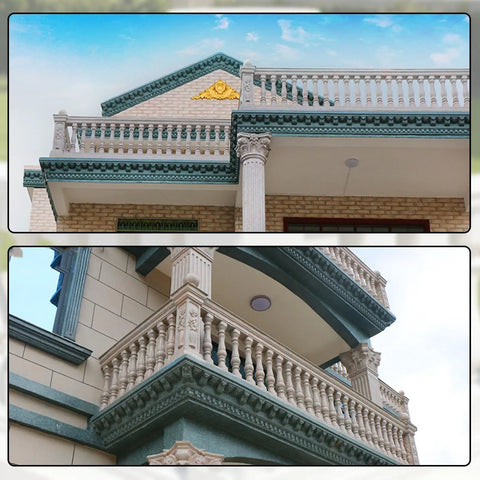 38 By 13 Inch Concrete Pillar Molds For Balcony And Garden Balusters installed on balcony, showcasing durable weatherproof pillars.