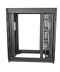 Solid As A Rock 25U Server Rack Cabinet With Spacious 37 Inch Depth, showcasing open frame and sturdy black steel construction.