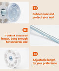 M8 Threaded Replacement Screws For Baby Gate And Pet Door Hardware With Rubber Wall Protectors White 4 Pack showing rubber base and threaded length.