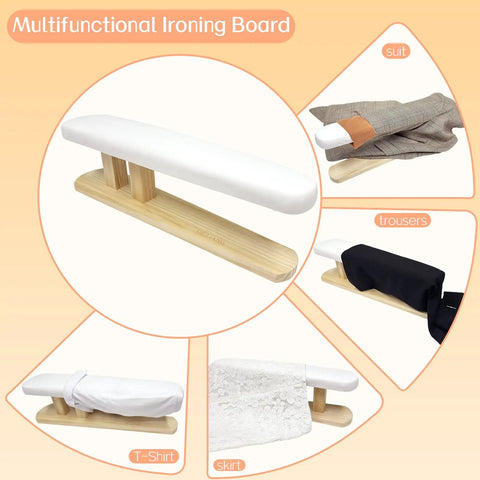 Pro Grade Tailor Ironing Board With Padded Sleeve And Chest Press Pad Slick Sanded Ash Wood Base Heavy Duty Non Slip Bottom Built Tough For No Sweat Garment Finishing Real Deal Sewing Room Essential