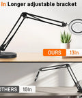 10X Magnifying LED Lamp With Optical Glass Lens 4.3 Inch Clamp On Craft Light shown with 13 inch adjustable bracket