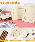 15-Pack Unfinished Wooden Picture Frames For 4X6 Photos, Hella Cool Blank DIY Craft Supplies, sturdy wooden frame details on a pink background.