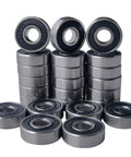24 pack rubber sealed ball bearings 608-2RS, carbon steel construction for DIY projects, skateboards, scooters, and furniture wheels.