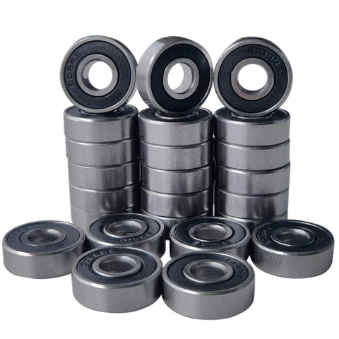 24 pack rubber sealed ball bearings 608-2RS, carbon steel construction for DIY projects, skateboards, scooters, and furniture wheels.