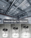Installed 10 Pack UFO LED High Bay Lights 150W 19500 Lumens 6000K Ultra Bright Heavy Duty Shop Lighting for warehouse ceiling