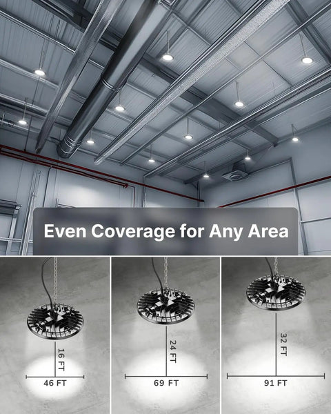 UFO LED High Bay Light 150W 19500 Lumens 5000K Ultra Bright Shop Lighting for Warehouse Factory Garage Barn Ceiling Mount
