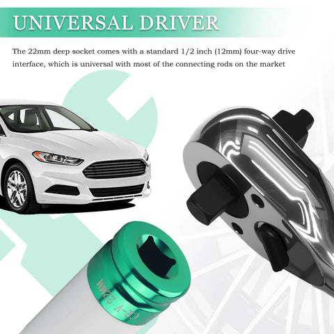 Hella Tough And Dead On 22 Millimeter Socket Half Inch Drive Heavy Duty Impact Tool With Pin Holes Protective Sleeve for universal driver use.