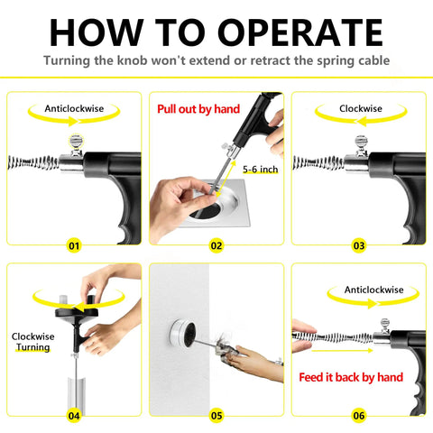 Operation guide for 25 Ft Drain Auger Pro Plumbing Snake For Bathroom Sink, Bathtub And Kitchen Drains, Flexible Steel Cable Hair Clog Remover, Heavy Duty Clog Buster For Home Plumbing Beast Mode