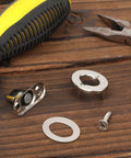 125-piece twist-lock fasteners set with zinc-plated, sandblasted finish; includes eyelets and mounting screws for canvas, boats, RVs