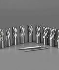 Annular cutter set, 13 pcs with 3/4 in Weldon shanks, diameters 7/16–1-1/16 in, two pilot pins for mag drill front view