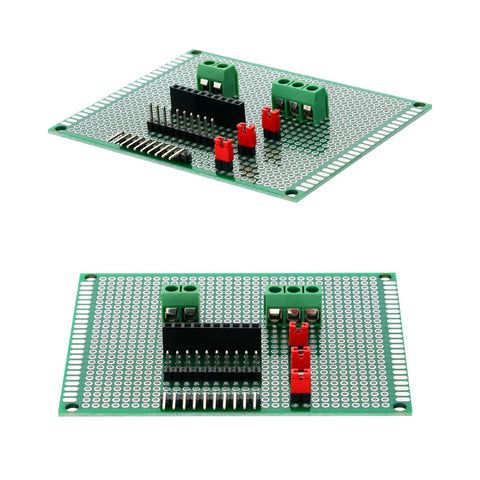 Double Sided PCB Perf Board Kit With 54 Pieces Across Five Sizes For Arduino DIY Soldering Projects Protoboards Include 40 Pin Headers Great For Makers And Circuit Prototyping Hands On For Beginners And Pros, double-sided green PCB perf board with headers
