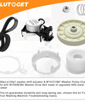 Washer Shift Actuator Kit with pulley, clutch, drive belt, and components, for Whirlpool Kenmore Maytag machines W10913953 W10721967 W10006384