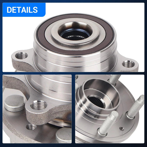 Close-up of 512460 Front And Rear Wheel Hub And Bearing Assembly For Ford Explorer 2011 To 2018 And Police Interceptor Utility 2013 To 2019 5 Lug With ABS 2 Pack Drop In Ready Heavy Duty Hub Bearings showing details.