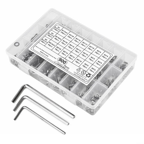 900 Piece Stainless Steel Screw And Nut Kit With Washers For M3 And M5 Hex Button Head Bolts Nuts And Hardware Assortment