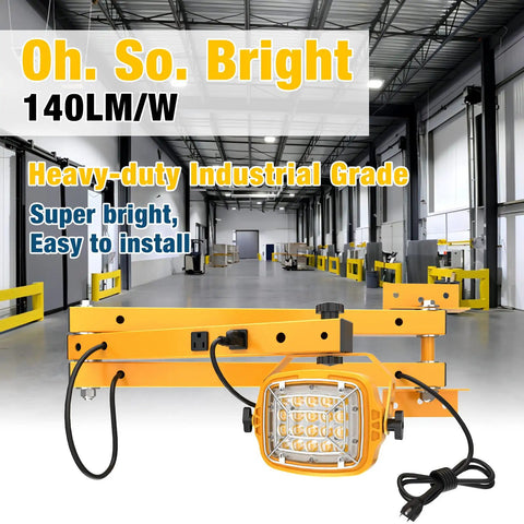 Ultra Bright 30W LED Dock Light With 40 Inch Folding Double Arm Built In Receptacle 4200 Lumens in industrial warehouse