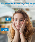 Woman looking concerned about forgetting to press IN/OUT keys, illustrating Straight Up Standalone Fingerprint Time Clock For Small Business Dead Simple Hour Tracker Zero Monthly Fees Offline Attendance Device With Five Rfid Cards Plug And Play Payroll Helper.