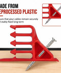 100 Pack Red Plastic Cable Stacker Clips With Nail For Secure Electrical Wire Organization Insulated Cordless Hammer Staple, red clip on wood.
