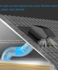 Illustration showing 4 Inch Roof Vent Cap with Backdraft Damper for Bathroom Ventilation System mounted on a gray roof.